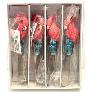 Stainless Steel Cheese Jelly Butter Spreaders Knives Pink Flamingo Set Of 4 NIB